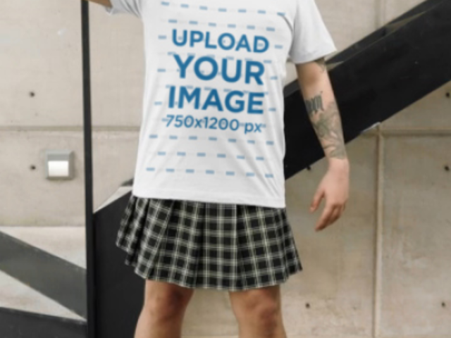 Bella Canvas Tee Video Featuring a Person With Tattoos Posing Against a Staircase 8685v