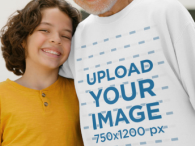 Gildan Sweatshirt Video Featuring a Senior Man Showing Affection to His Grandson 7852v