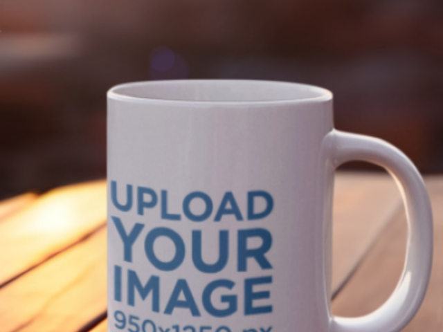 Outdoor Video Featuring an AI-Generated Coffee Mug Placed on a Wooden Table 8883v