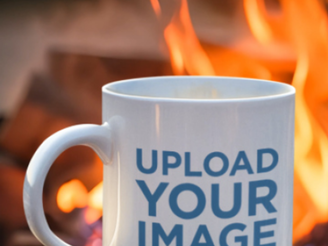 Video of an AI-Generated Coffee Mug Standing Against a Bonfire 8884v