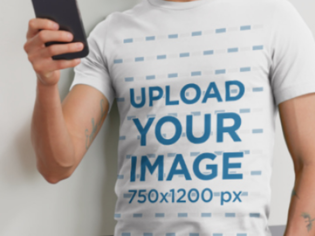 Bella Canvas T-Shirt Video Featuring a Man Using a Smartphone 8898v