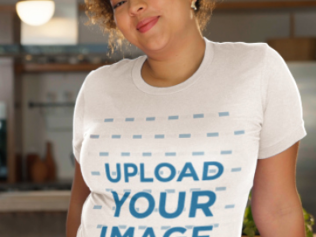 Bella Canvas T-Shirt Video of a Happy Woman Drinking Coffee From a Cup 8955v