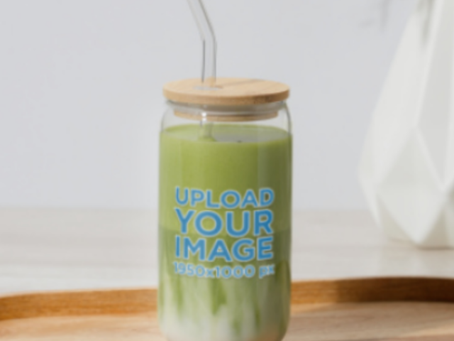 Video of a Spinning 16 oz Sipper Glass Filled With Matcha 9097v