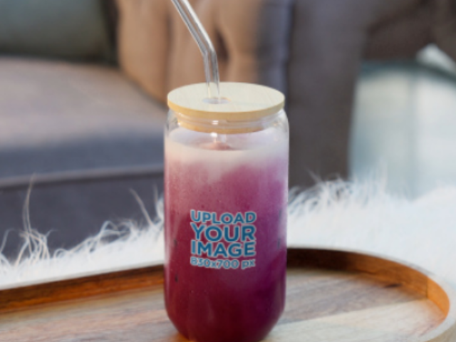 Video of a Sipper Can Glass Filled With a Drink Placed on a Table 9103v