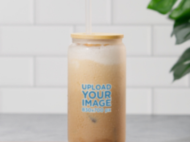 Video of a Frosted Libbey Filled With an Iced Latte Coffee 9106v