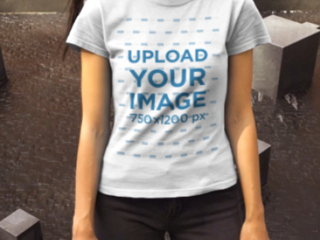 T-Shirt Video Featuring a Skinny Woman with Long Dark Hair 23261