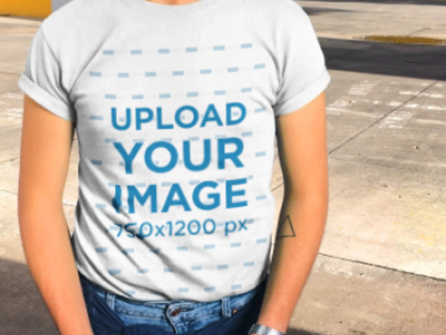 T-Shirt Video of a Man With Curly Hair and Vintage Glasses 23253