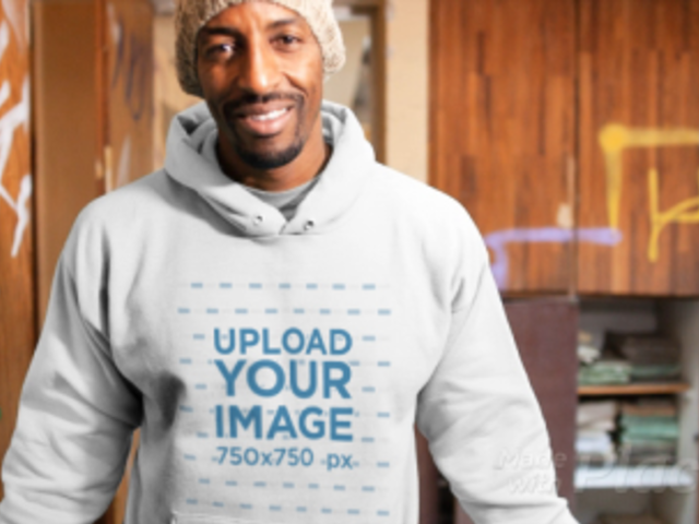 Pullover Hoodie Video of a Man in a Room With Graffitied Walls 13127