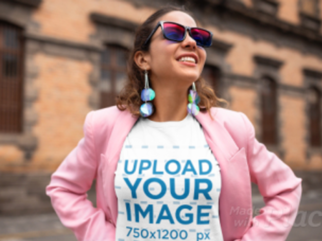 Stop Motion Video of a Woman with a T-Shirt Posing in the Street 22716
