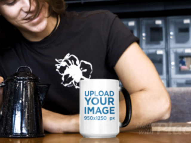 Video of a Young Man Pouring Coffee Into an 15 oz Magic Mug 31576