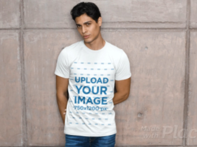 T-Shirt Video Featuring a Young Man Looking at the Camera 32014