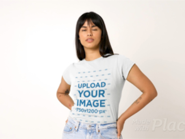 T-Shirt Video of a Woman with Arm Tattoos 32034