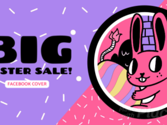Facebook Cover Video Maker for an Easter Sale Featuring an Animated Rabbit Cartoon 1848