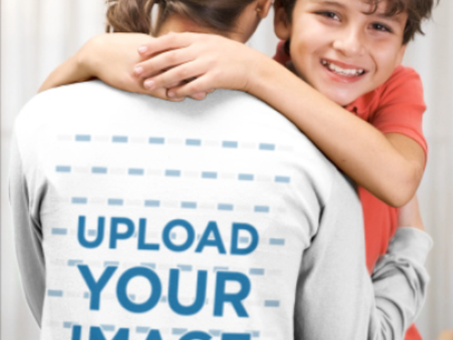 Back-View Long Sleeve Tee Video Featuring a Mother and Her Son 32334