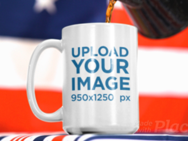 4th of July-Themed Video of Someone Pouring Coffee Into a Mug 33786