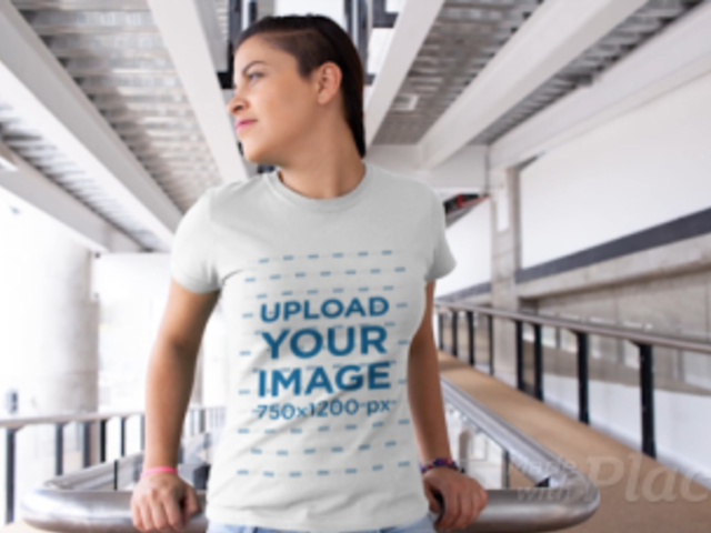 T-Shirt Video of a Woman with a Sidecut Hairstyle 12983