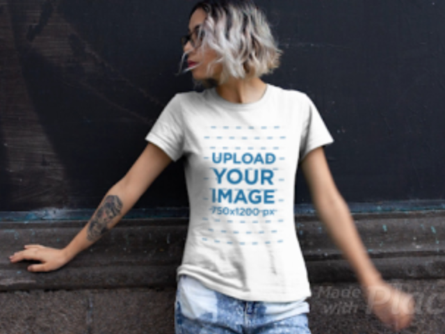 T-Shirt Video of a Tattooed Woman with Bleached Hair 13017