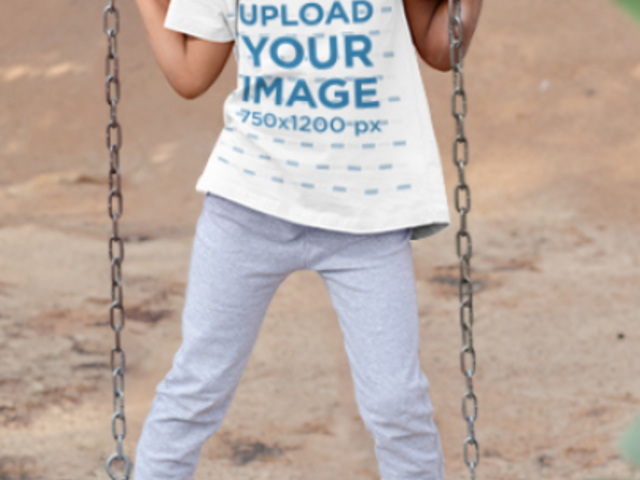 Parallax Video of a Playful Girl Wearing a T-Shirt on a Swing 2600