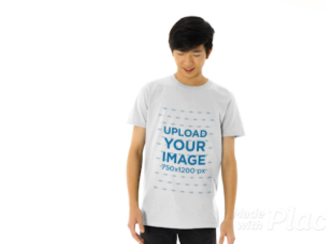 T-Shirt Video of a Young Man Pointing at His T-Shirt 44632v