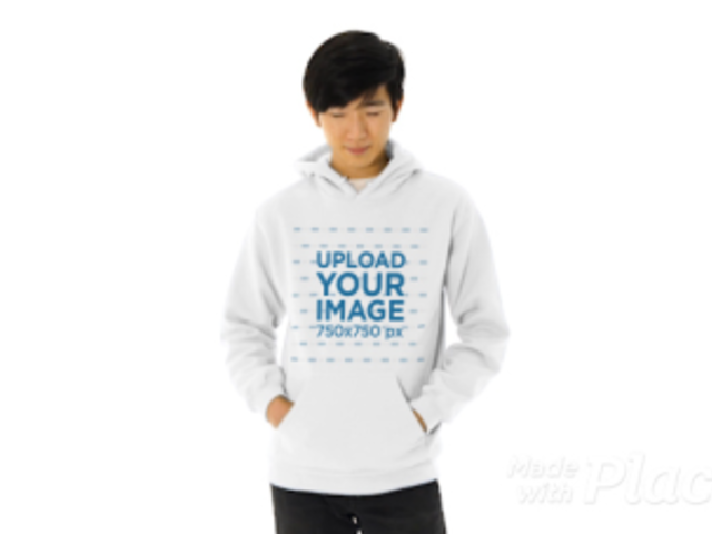 Pullover Hoodie Video Featuring a Smiling Young Man at a Studio 44638v