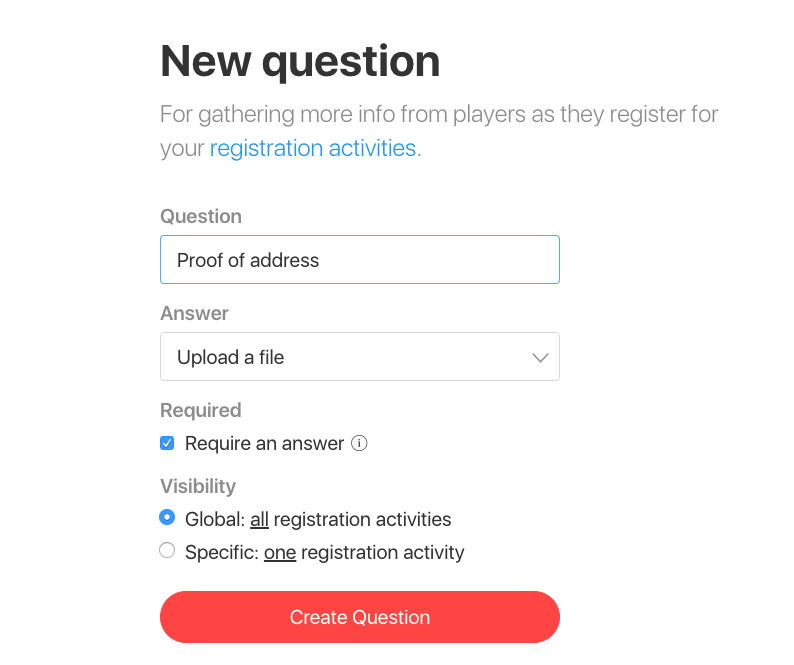 registration new question