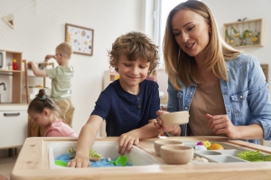 Speech Therapist doing sensory exercises with children speech therapy sensory activities