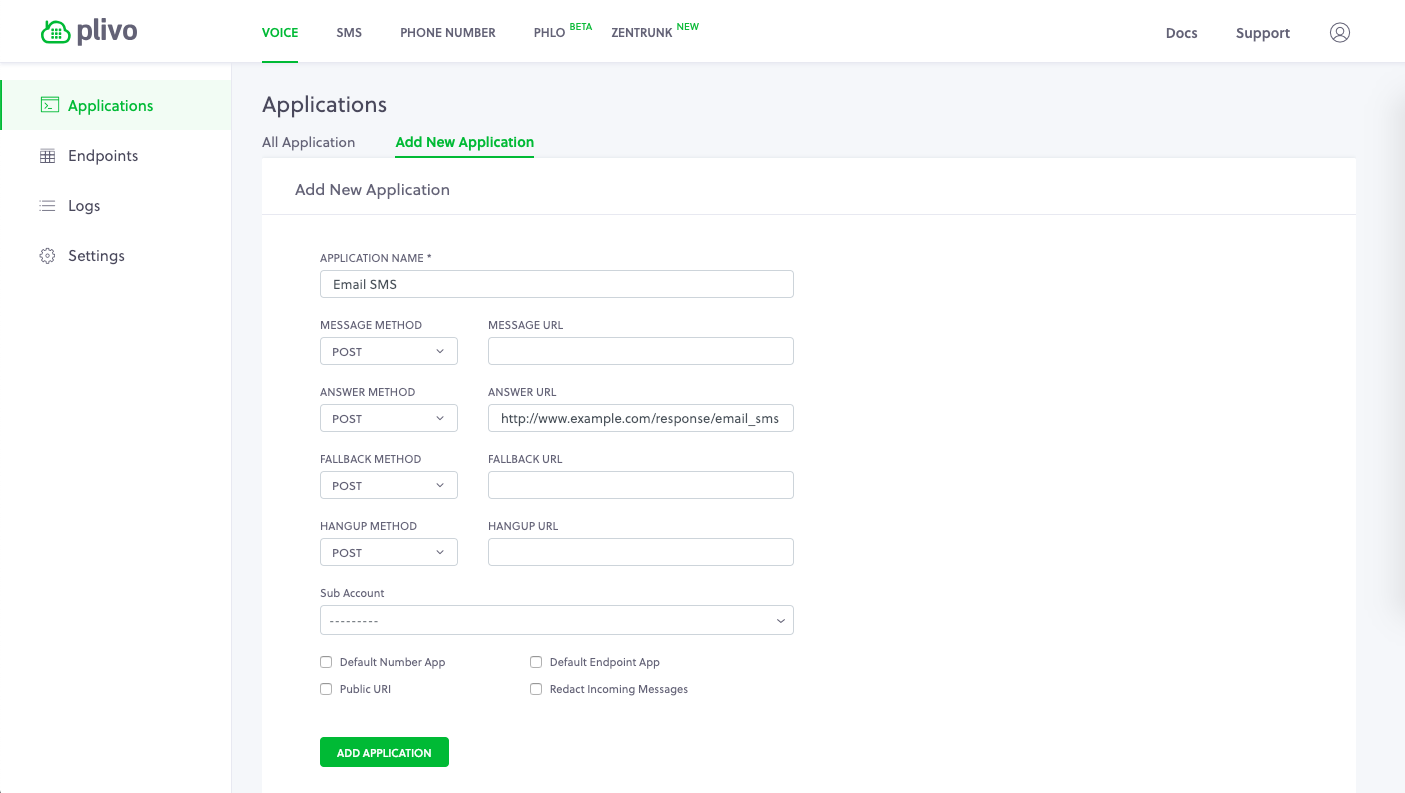 Create Email SMS Application