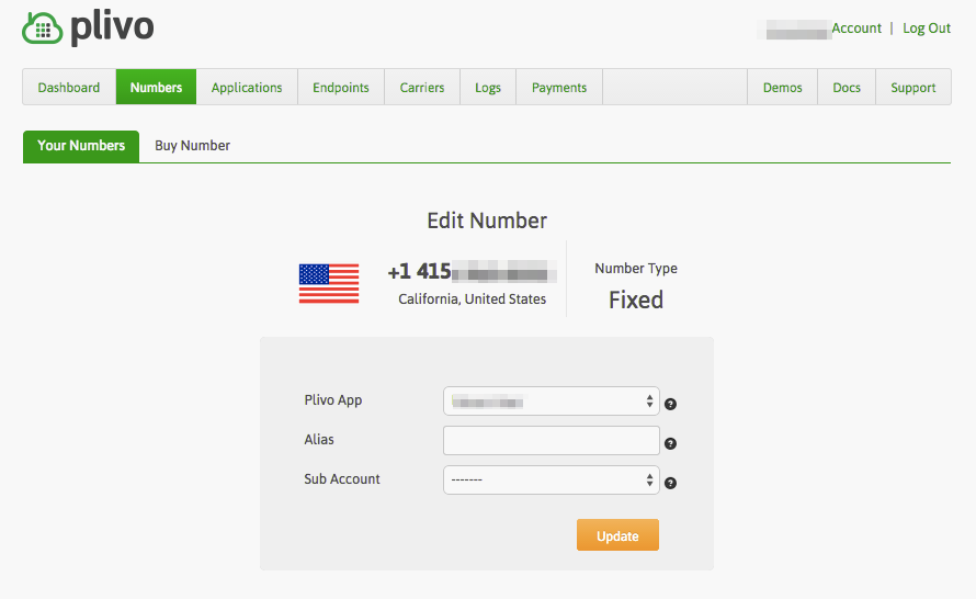 Assign Phone Number to Receive Incoming Call App