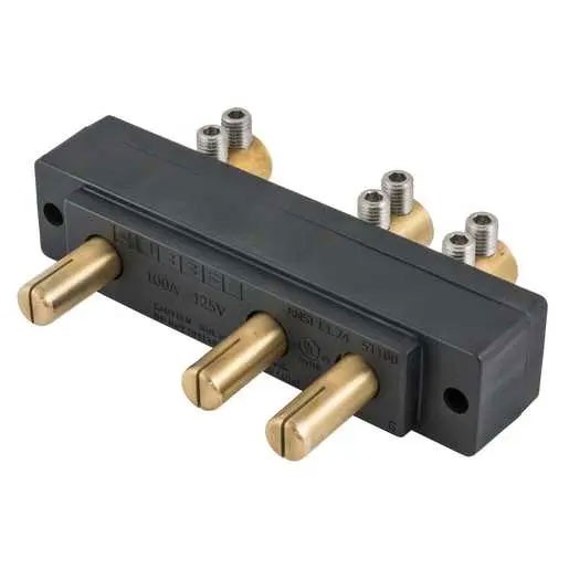 100A 125V Male Stage Pin Panel Mount, Black