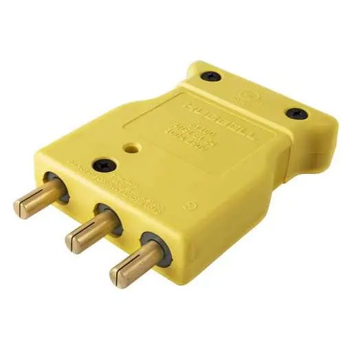 100A 250V Inline Male Stage Pin, Yellow