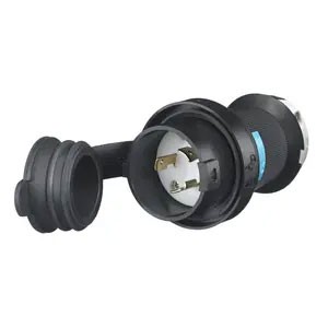 Weatherproof Twist-Lock® 20A 250V 2-Pole/3-Wire Male Plug, Black