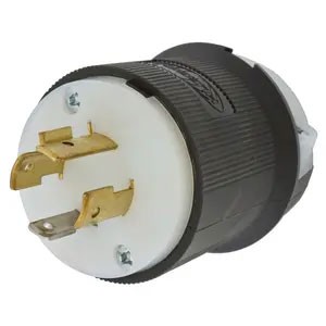 Twist-Lock® 20A 125/250V 3-Pole/4-Wire Male Plug, Black and White