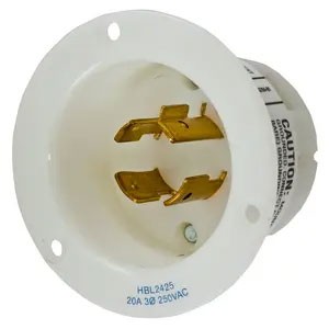 Twist-Lock® 20A 250V 3-Pole/4-Wire Male Flanged Panel Inlet