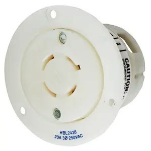 Twist-Lock® 20A 250V 3-Pole/4-Wire Flanged Panel Inlet Female