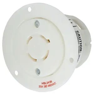 Twist-Lock® 20A 480V 3-Pole/4-Wire Flanged Panel Inlet Female