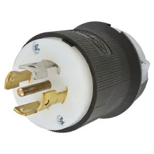Twist-Lock® 30A 120/208V 4-Pole/5-Wire Male Plug, Black and White