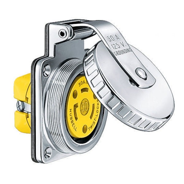 Marine Twistlock 30A 125V 2pole/3wire Stainless - Female Outlet Panel