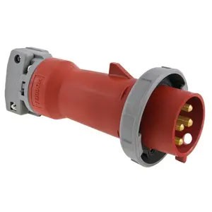 Pin and Sleeve 30A 480V 3-Phase, 3-Pole 4-Wire Male Plug, Red