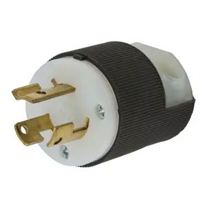 Twist-Lock® 15A 250V 2-Pole/3-Wire Male Plug, Black and White