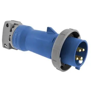 Pin and Sleeve 60A 250V 3-Phase, 3-Pole 4-Wire Male Plug, Blue