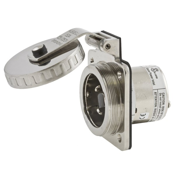 Marine Twistlock 50a 125v/250v 2pole/3wire Stainless - Male inlet panel