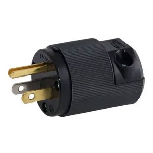 15A 125V Male Plug, Black