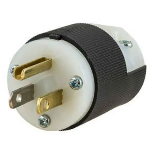 15A 125V Male Plug, Black and White