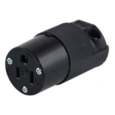 15A 125V Female Connector, Black