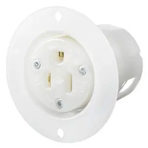 15A 125V 2-Pole/3-Wire Female Flanged Outlet Panel Mount, White