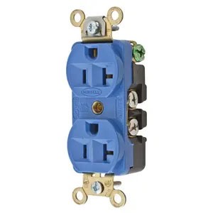 20A 125V 520R Female Duplex Outlet Receptacle - Industrial, Blue