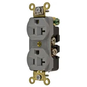 20A 125V 520R Female Duplex Outlet Receptacle - Industrial, Gray