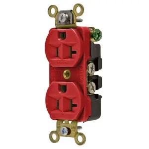 20A 125V 520R Female Duplex Outlet Receptacle - Industrial, Red