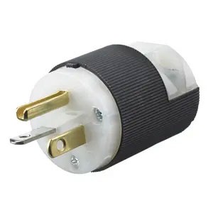 Edison 20A 125V Male Plug, White Nylon and Black