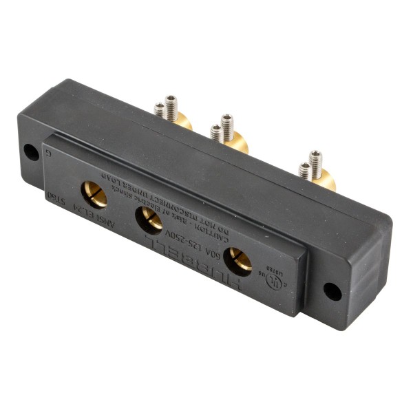 60A 125V Female Double Set Screw Stage Pin Panel Mount, Black